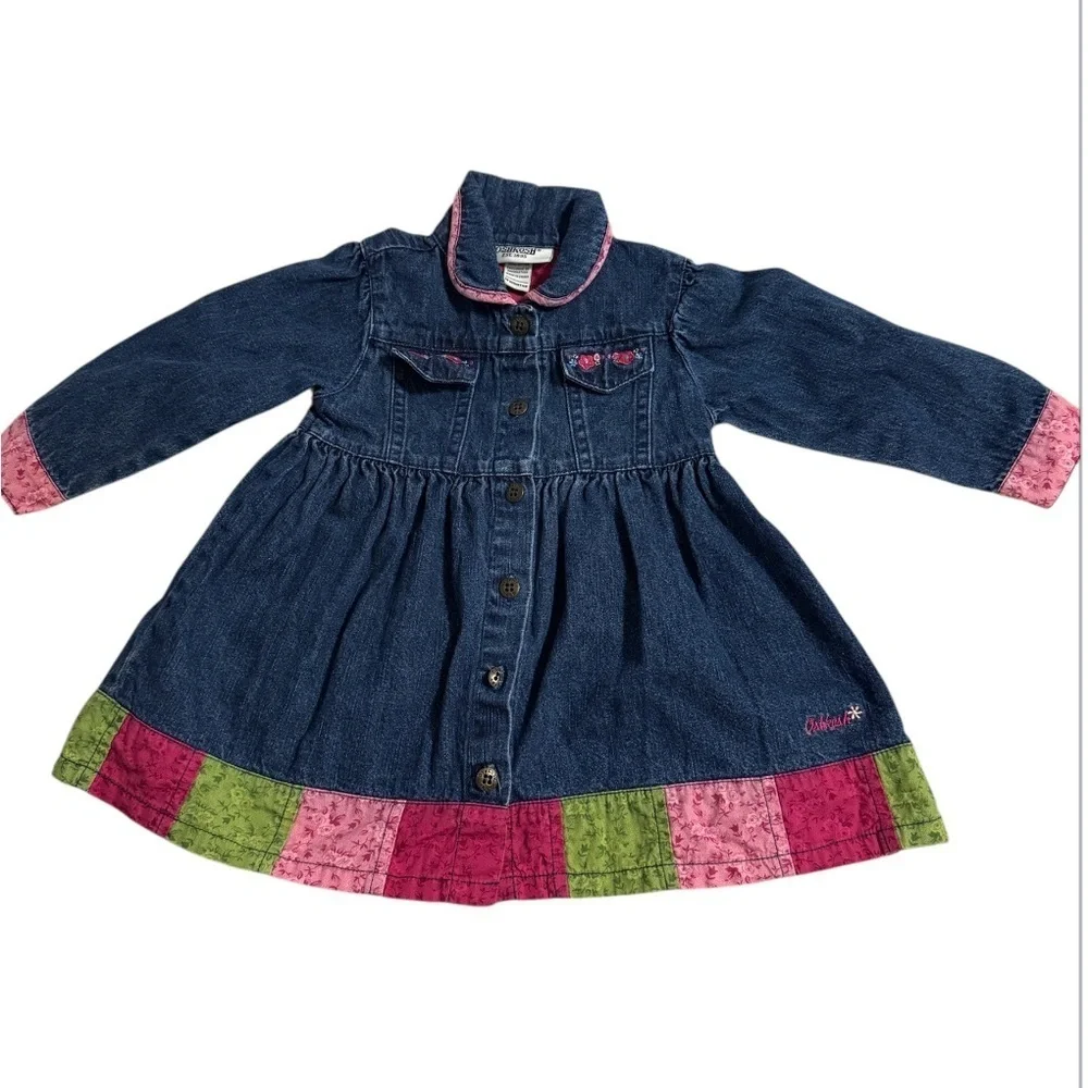 OshKosh B'gosh Denim Jacket with Pink and Green Trim